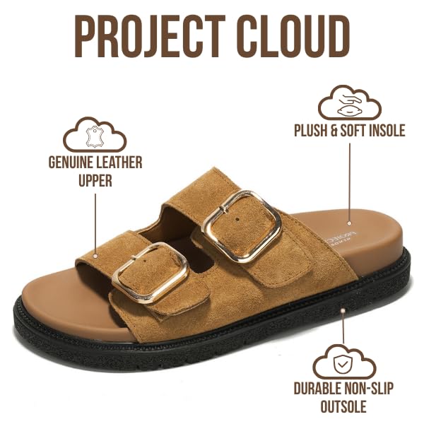 Project Cloud Women's | 100% Genuine Leather Slides | Plush and Soft Insole | Lightweight | Non-Slip - Sharl - Image 63