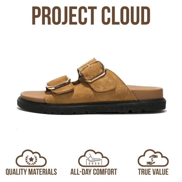 Project Cloud Women's | 100% Genuine Leather Slides | Plush and Soft Insole | Lightweight | Non-Slip - Sharl - Image 64