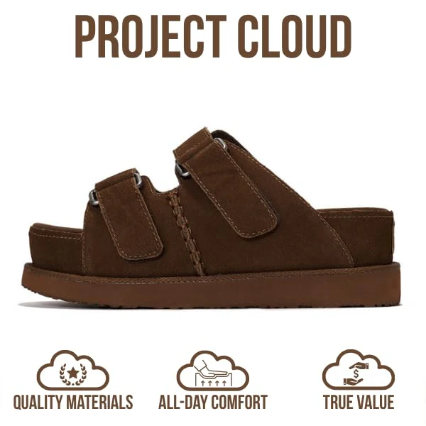 Project Cloud Women's | Platform Sandals | Memory Foam Insole | Lightweight | Non-Slip - Silverstar - Image 16