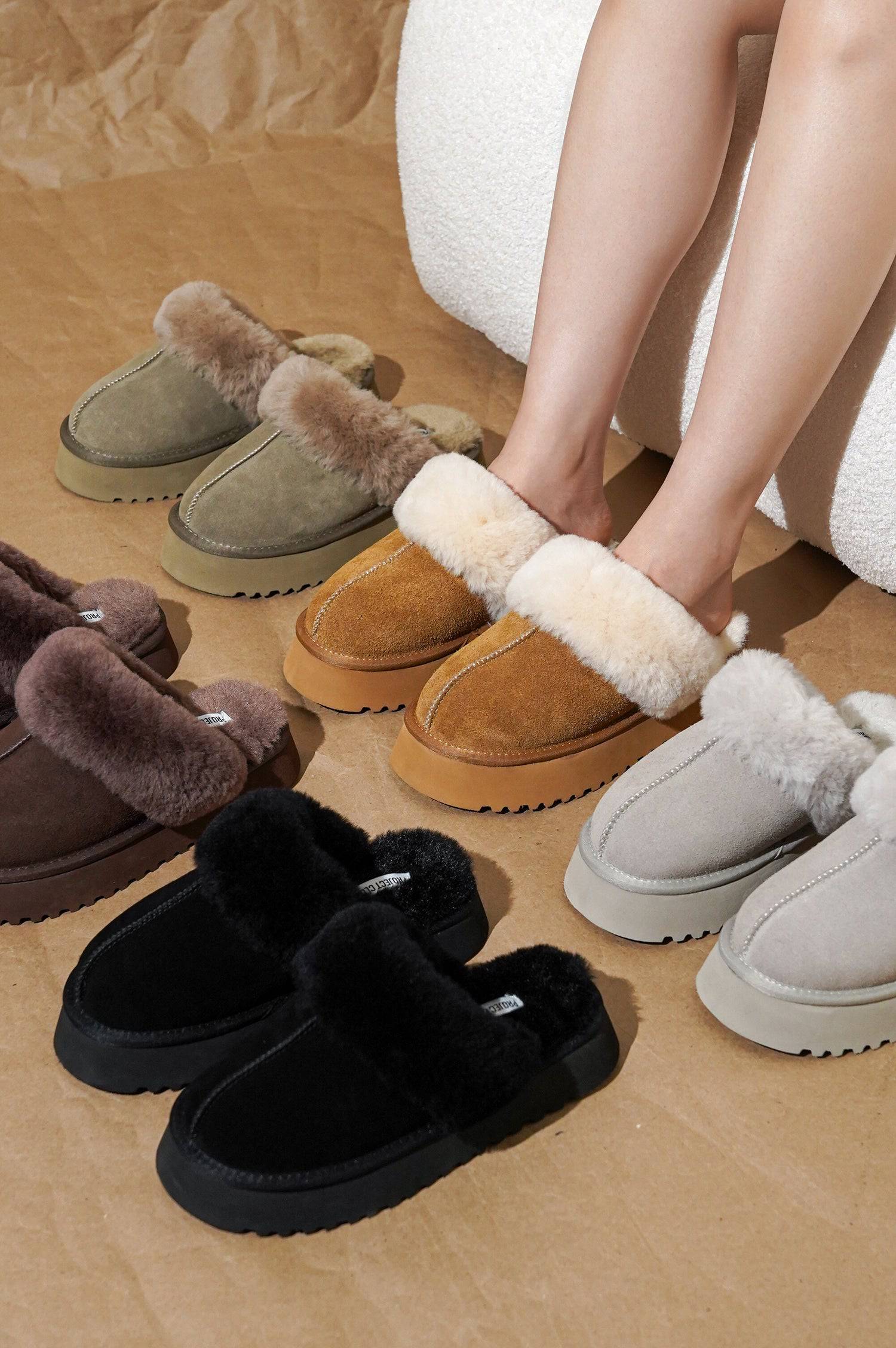 Project Cloud Women's | 100% Genuine Suede Platform Slippers | Memory Foam | Non-Slip - Viki - Image 19