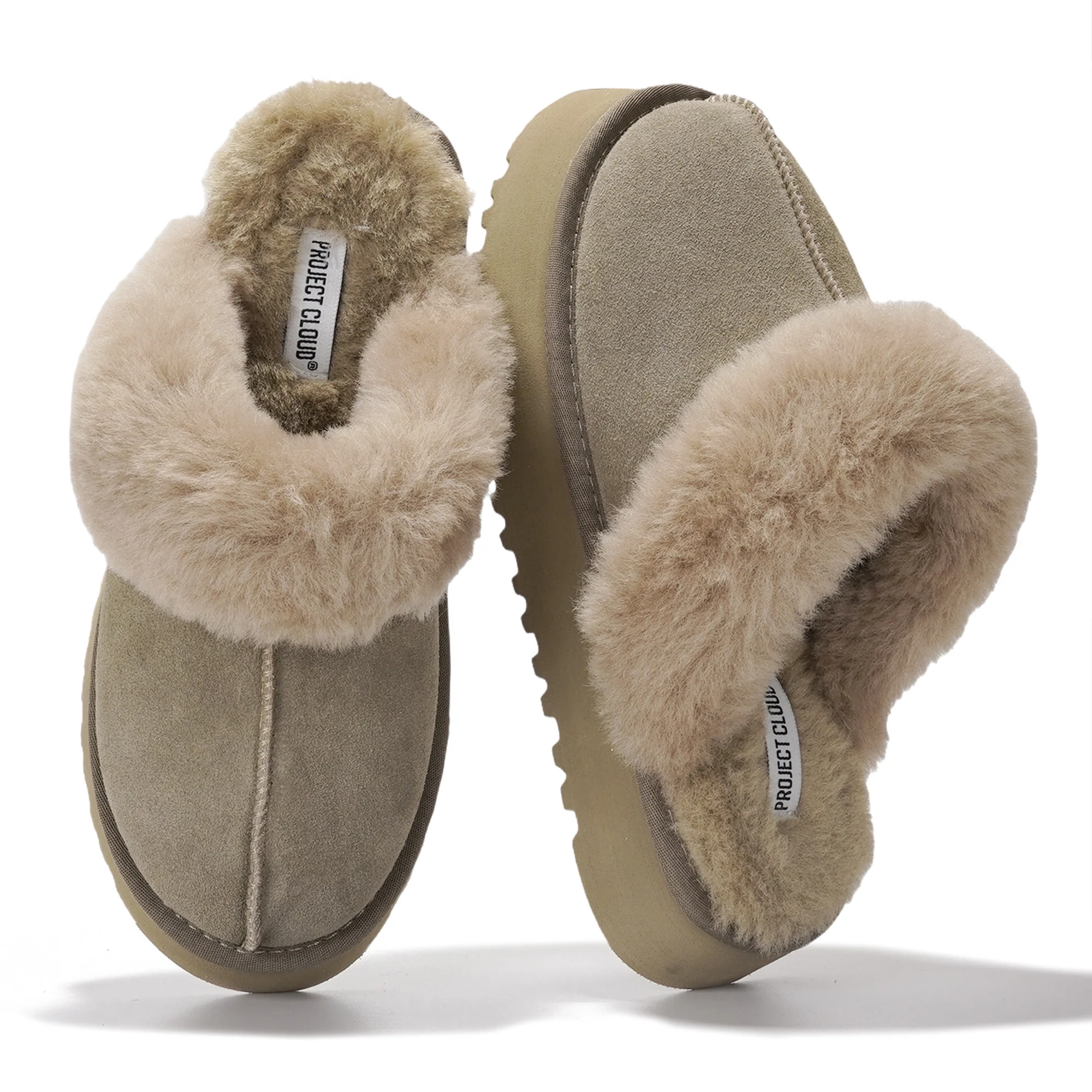 Project Cloud Women's | 100% Genuine Suede Platform Slippers | Memory Foam | Non-Slip - Viki - Image 7