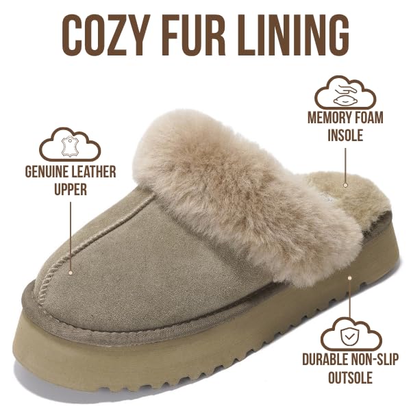 Project Cloud Women's | 100% Genuine Suede Platform Slippers | Memory Foam | Non-Slip - Viki - Image 9