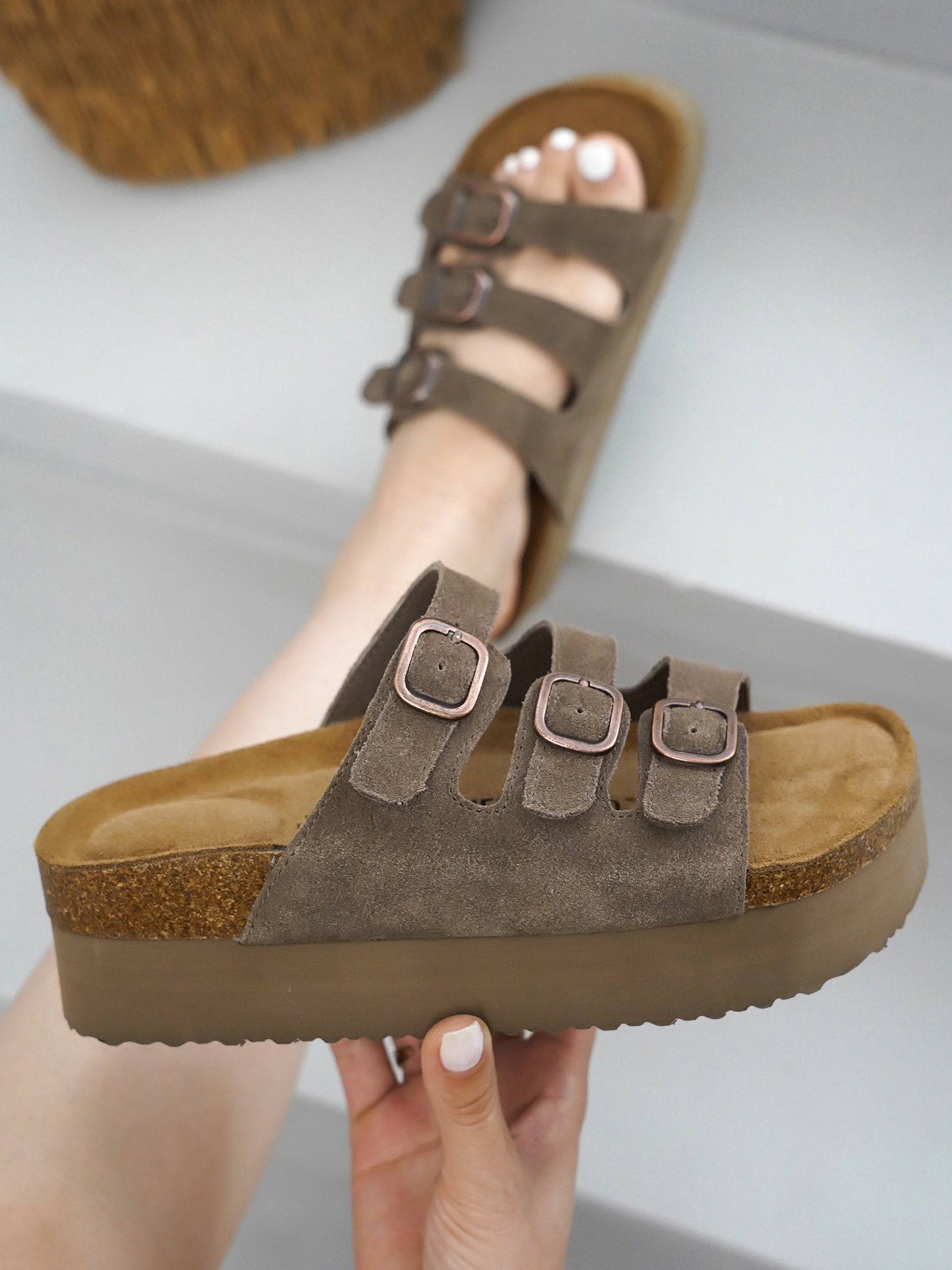 Project Cloud Women's | 100% Genuine Suede Wedge Sandals | Memory Foam | Lightweight | Non-Slip - Dyan - Image 12
