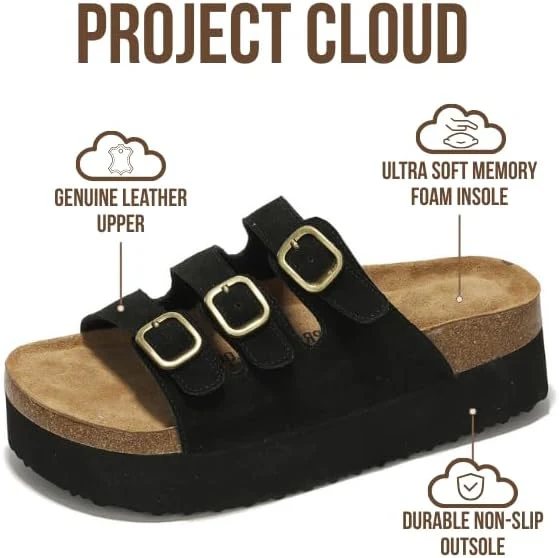 Project Cloud Women's | 100% Genuine Suede Wedge Sandals | Memory Foam | Lightweight | Non-Slip - Dyan - Image 15