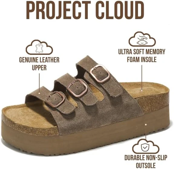 Project Cloud Women's | 100% Genuine Suede Wedge Sandals | Memory Foam | Lightweight | Non-Slip - Dyan - Image 9