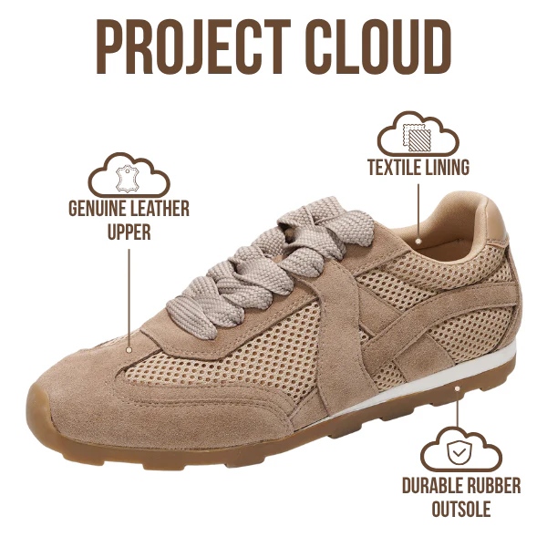 Project Cloud Women's | Genuine Leather Sneakers | Memory Foam Technology | Lightweight | Anti-Slip - Tiger - Image 9