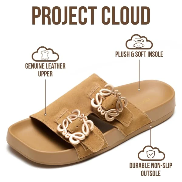 Project Cloud Women's | 100% Genuine Leather Sandals for Women | Plush & Soft Insole | Lightweight | Non-Slip - Velora - Image 13
