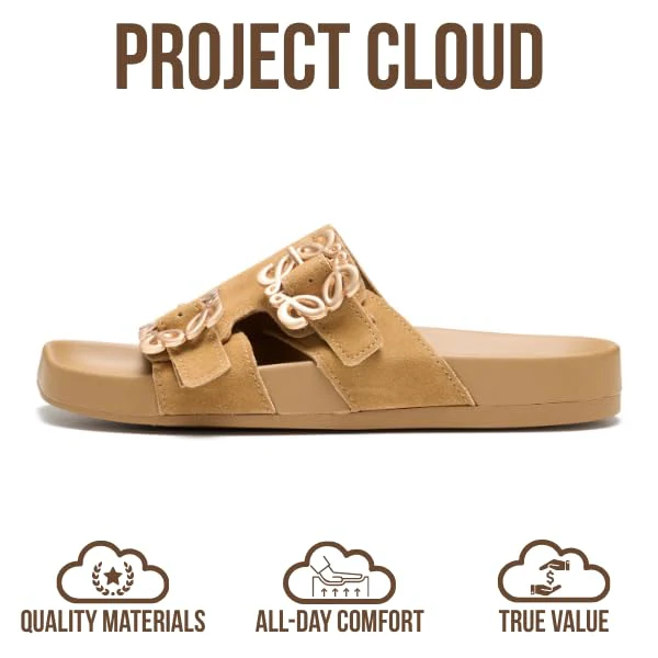 Project Cloud Women's | 100% Genuine Leather Sandals for Women | Plush & Soft Insole | Lightweight | Non-Slip - Velora - Image 14