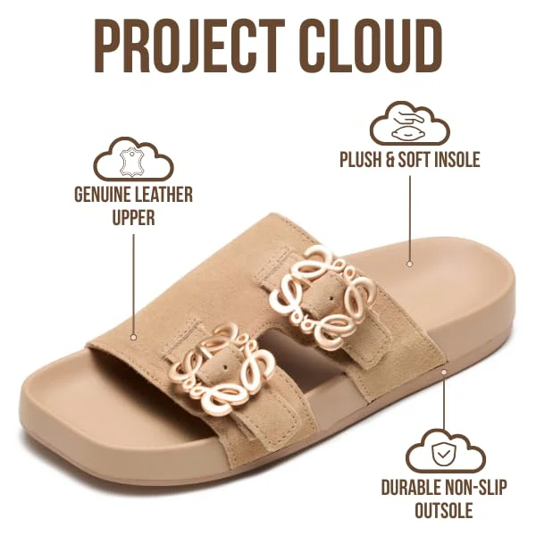 Project Cloud Women's | 100% Genuine Leather Sandals for Women | Plush & Soft Insole | Lightweight | Non-Slip - Velora - Image 3