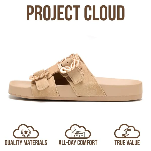 Project Cloud Women's | 100% Genuine Leather Sandals for Women | Plush & Soft Insole | Lightweight | Non-Slip - Velora - Image 4