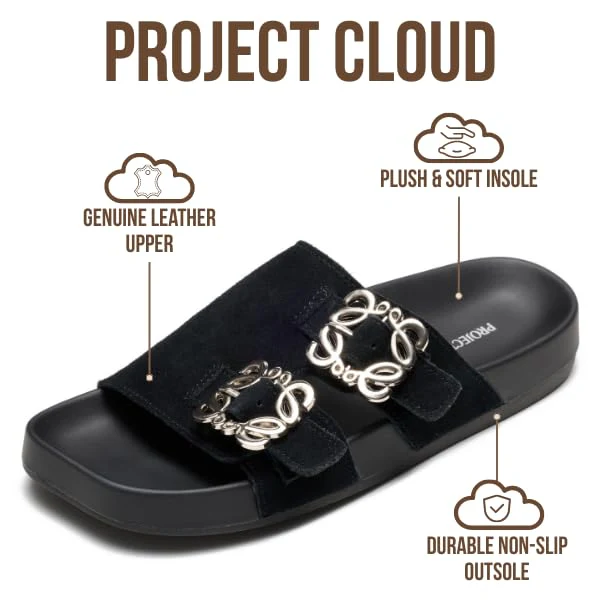 Project Cloud Women's | 100% Genuine Leather Sandals for Women | Plush & Soft Insole | Lightweight | Non-Slip - Velora - Image 8