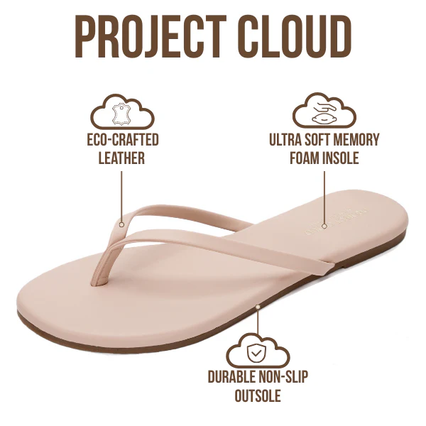 Project Cloud Women's | Eco-Leather Women Flip Flops | Memory Foam | Lightweight | Non-Slip - Foundations - Image 110
