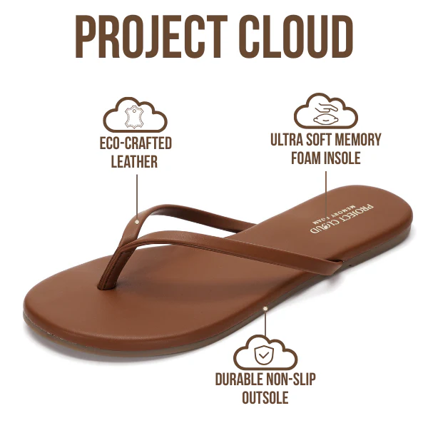 Project Cloud Women's | Eco-Leather Women Flip Flops | Memory Foam | Lightweight | Non-Slip - Foundations - Image 116