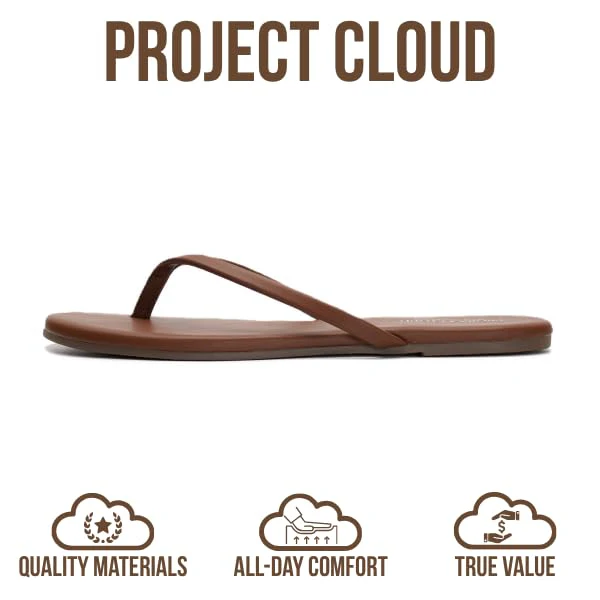 Project Cloud Women's | Eco-Leather Women Flip Flops | Memory Foam | Lightweight | Non-Slip - Foundations - Image 117