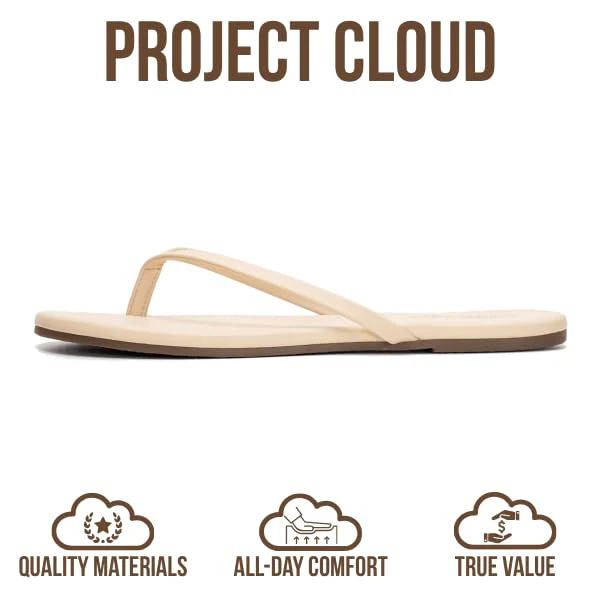 Project Cloud Women's | Eco-Leather Women Flip Flops | Memory Foam | Lightweight | Non-Slip - Foundations - Image 122