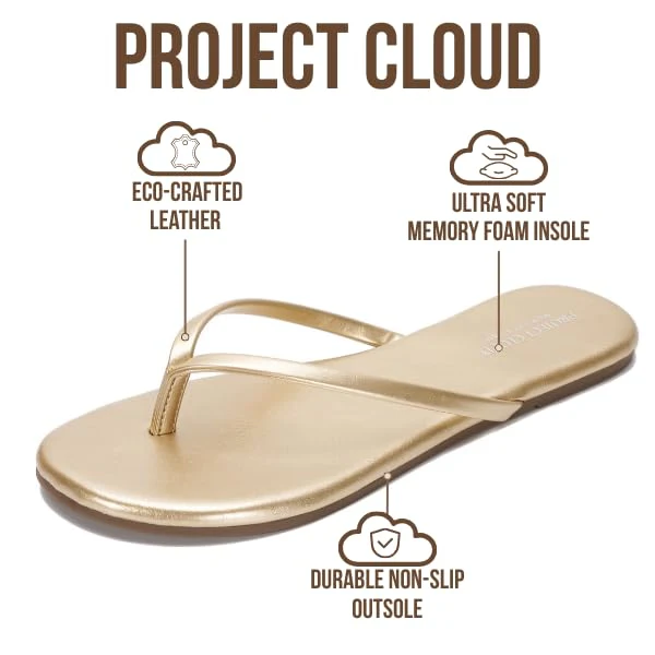 Project Cloud Women's | Eco-Leather Women Flip Flops | Memory Foam | Lightweight | Non-Slip - Foundations - Image 132