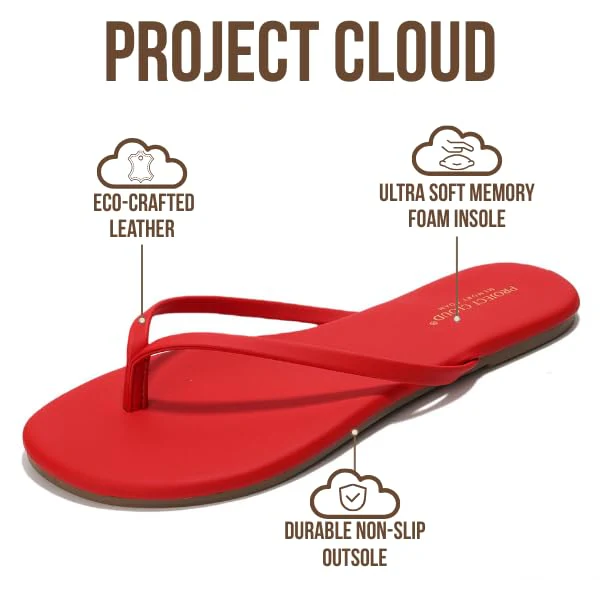 Project Cloud Women's | Eco-Leather Women Flip Flops | Memory Foam | Lightweight | Non-Slip - Foundations - Image 138