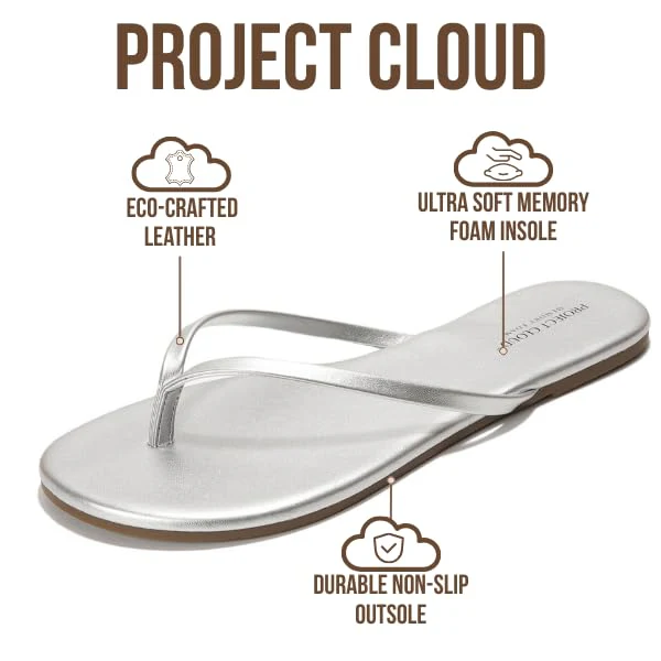 Project Cloud Women's | Eco-Leather Women Flip Flops | Memory Foam | Lightweight | Non-Slip - Foundations - Image 148