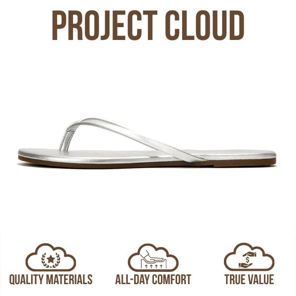 Project Cloud Women's | Eco-Leather Women Flip Flops | Memory Foam | Lightweight | Non-Slip - Foundations - Image 149