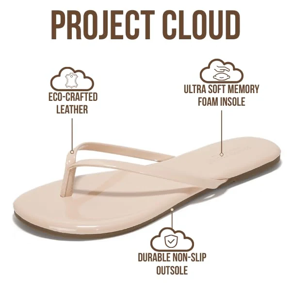 Project Cloud Women's | Eco-Leather Women Flip Flops | Memory Foam | Lightweight | Non-Slip - Foundations - Image 153