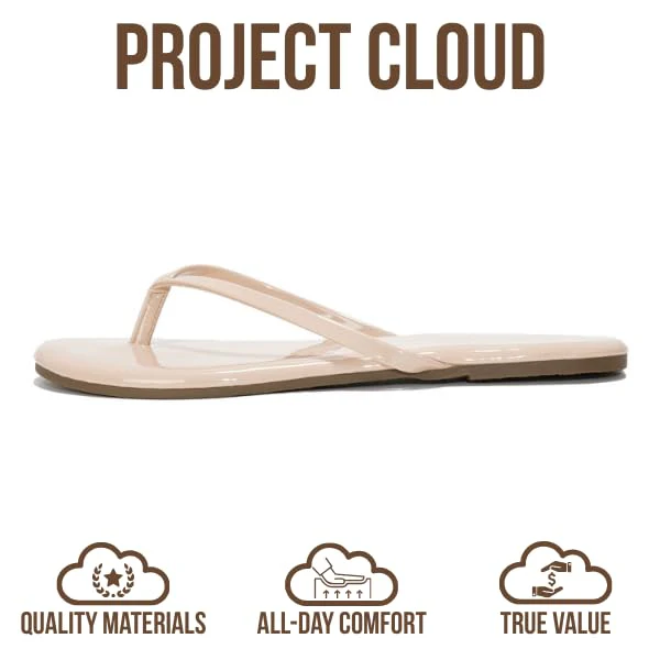 Project Cloud Women's | Eco-Leather Women Flip Flops | Memory Foam | Lightweight | Non-Slip - Foundations - Image 154