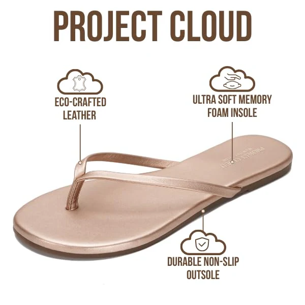 Project Cloud Women's | Eco-Leather Women Flip Flops | Memory Foam | Lightweight | Non-Slip - Foundations - Image 158