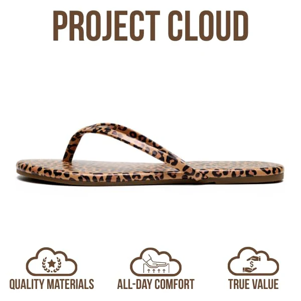 Project Cloud Women's | Eco-Leather Women Flip Flops | Memory Foam | Lightweight | Non-Slip - Foundations - Image 170