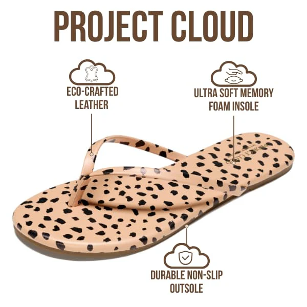 Project Cloud Women's | Eco-Leather Women Flip Flops | Memory Foam | Lightweight | Non-Slip - Foundations - Image 174