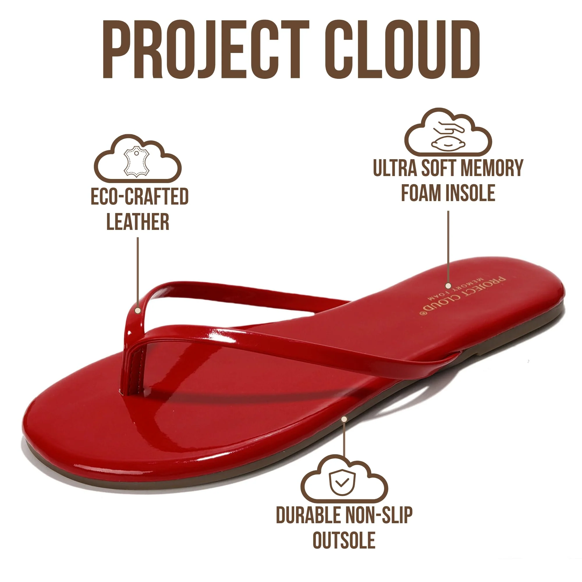 Project Cloud Women's | Eco-Leather Women Flip Flops | Memory Foam | Lightweight | Non-Slip - Foundations - Image 179