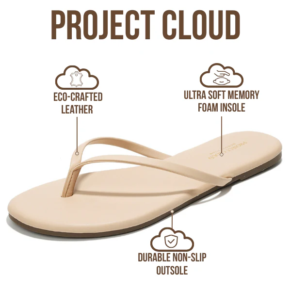 Project Cloud Women's | Eco-Leather Women Flip Flops | Memory Foam | Lightweight | Non-Slip - Foundations - Image 3