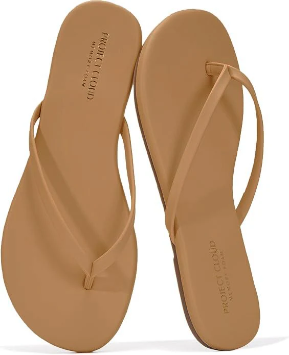 Project Cloud Women's | Eco-Leather Women Flip Flops | Memory Foam | Lightweight | Non-Slip - Foundations - Image 36