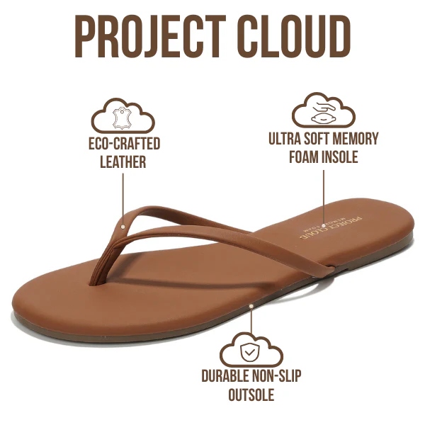Project Cloud Women's | Eco-Leather Women Flip Flops | Memory Foam | Lightweight | Non-Slip - Foundations - Image 43