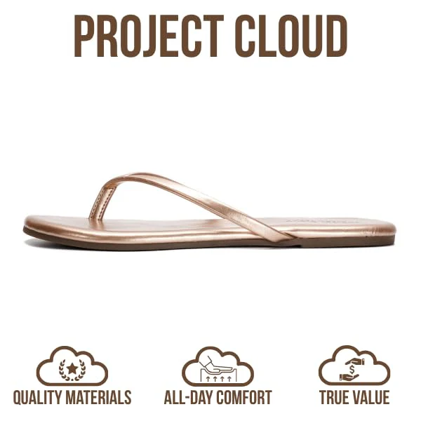Project Cloud Women's | Eco-Leather Women Flip Flops | Memory Foam | Lightweight | Non-Slip - Foundations - Image 75