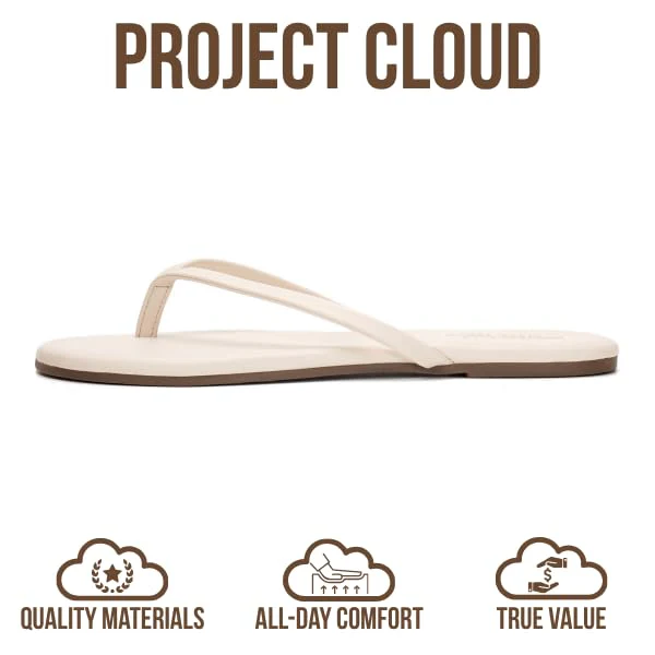 Project Cloud Women's | Eco-Leather Women Flip Flops | Memory Foam | Lightweight | Non-Slip - Foundations - Image 81