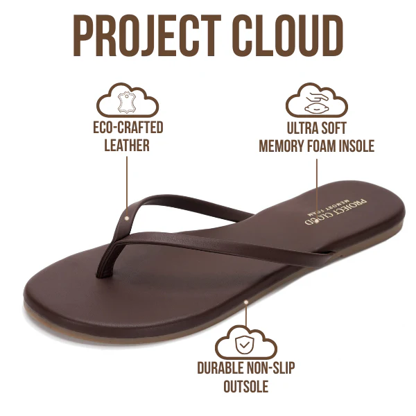 Project Cloud Women's | Eco-Leather Women Flip Flops | Memory Foam | Lightweight | Non-Slip - Foundations - Image 86