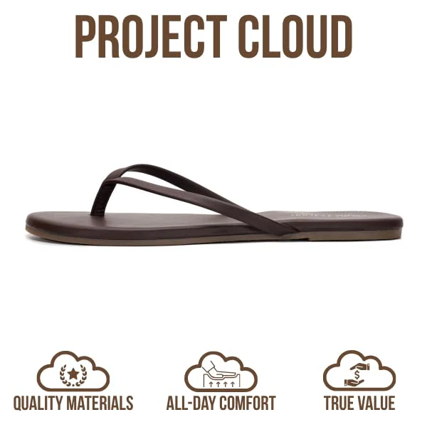 Project Cloud Women's | Eco-Leather Women Flip Flops | Memory Foam | Lightweight | Non-Slip - Foundations - Image 87