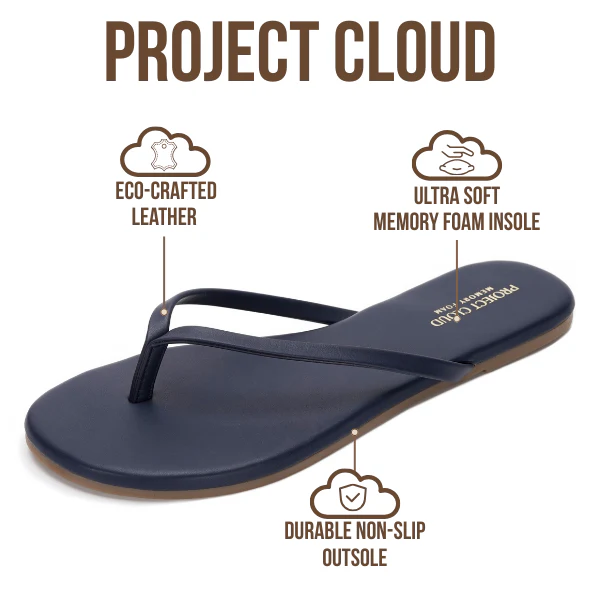 Project Cloud Women's | Eco-Leather Women Flip Flops | Memory Foam | Lightweight | Non-Slip - Foundations - Image 92