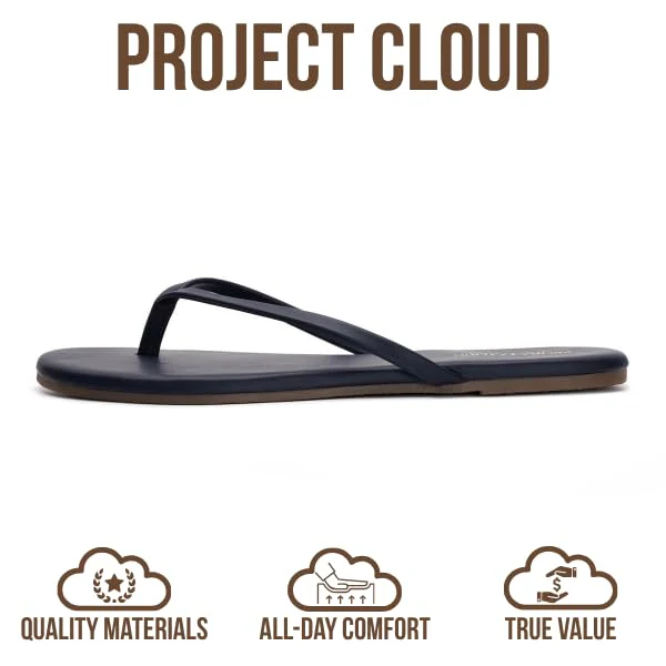 Project Cloud Women's | Eco-Leather Women Flip Flops | Memory Foam | Lightweight | Non-Slip - Foundations - Image 93