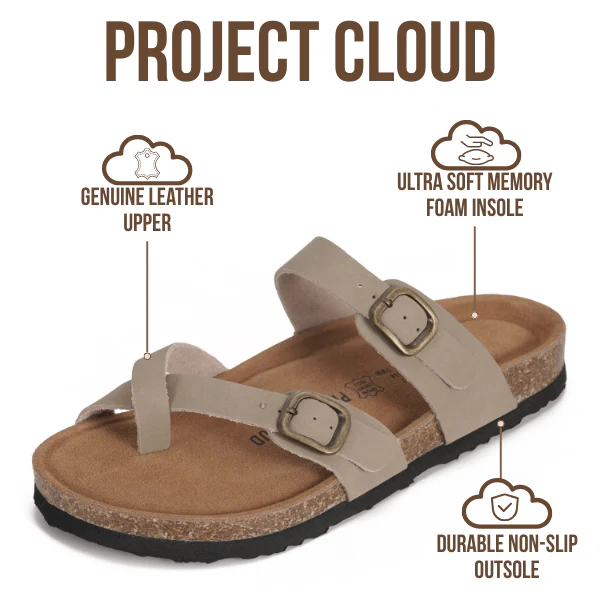 Project Cloud Women's | Genuine Leather Sandals | Memory Foam | Lightweight | Non-Slip - Lian - Image 9