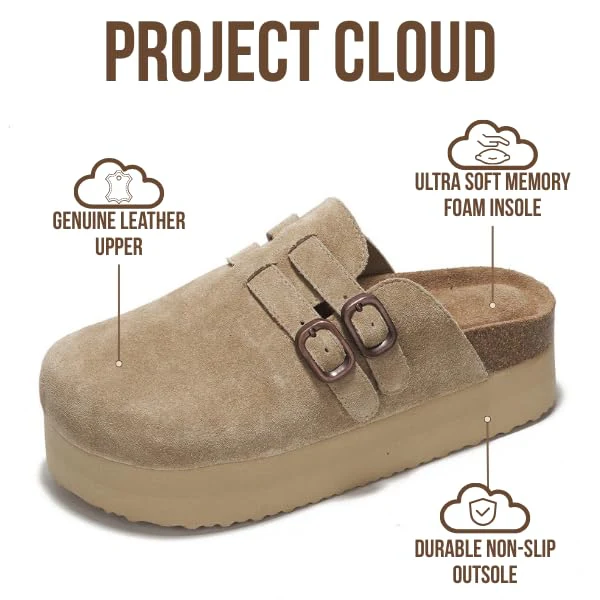Project Cloud Women's | Genuine Leather Clogs for Women | Memory Foam | Lightweight | Non-Slip - Stephi - Image 3