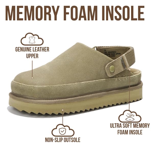 Project Cloud Women's | Genuine Suede Clogs for Women | Memory Foam | Lightweight | Non-Slip - Goldstar - Image 15