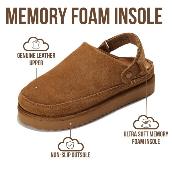 Project Cloud Women's | Genuine Suede Clogs for Women | Memory Foam | Lightweight | Non-Slip - Goldstar - Image 3