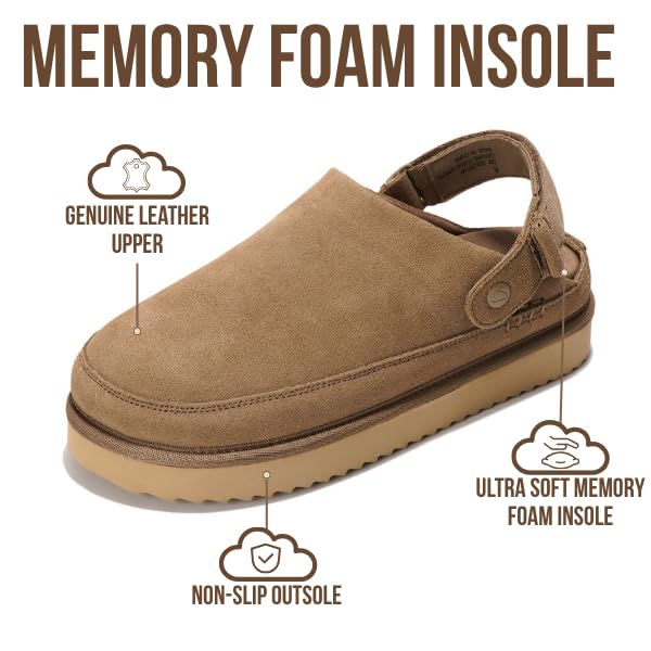 Project Cloud Women's | Genuine Suede Clogs for Women | Memory Foam | Lightweight | Non-Slip - Goldstar - Image 32