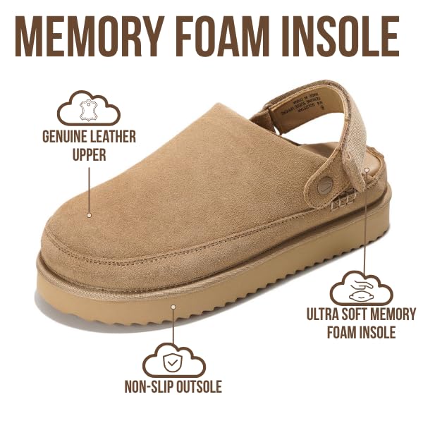 Project Cloud Women's | Genuine Suede Clogs for Women | Memory Foam | Lightweight | Non-Slip - Goldstar - Image 9